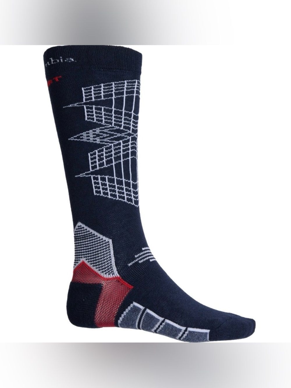 COLUMBIA Navy White Omni-Heat® Ski Socks Merino Wool Blend Over the Calf